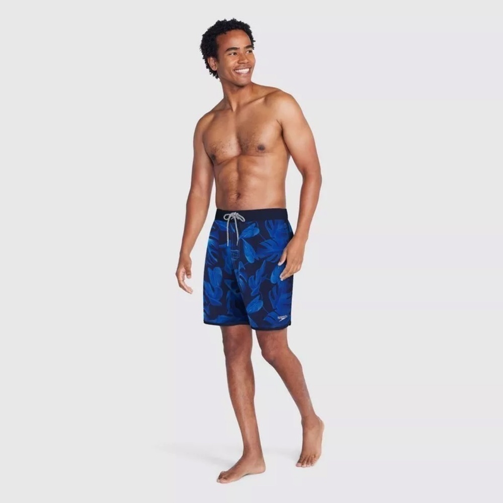 Speedo Men's Elastic Board Swim Trunks Swimwear Bottoms Shorts UPF 50+, Blue S